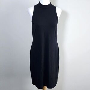 Miik Bamboo Black Dress Womens Small Shift Made in Canada Minimalist Natural